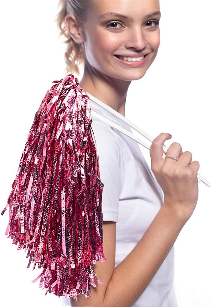 Anderson's Metallic Foil Textured School Spirit Shakers, Cheerleader Pom Poms, Football, Basketball, Homecoming Squad, Team, Party, Dance, Club, Performance, Fan Celebration Pack of 10 - Image 2